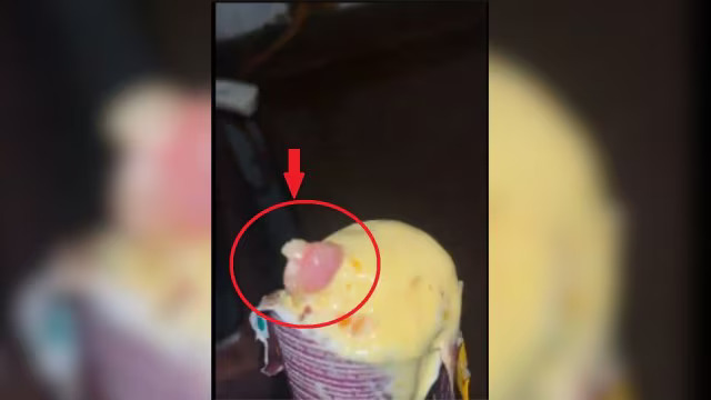 human finger with ice cream