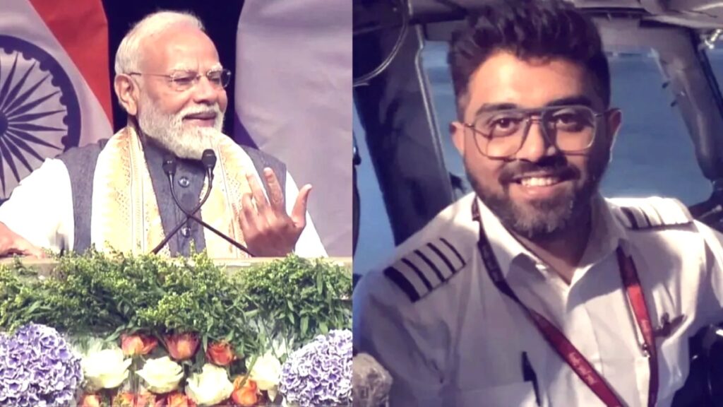 credit india tv PM Narendra Modi talking on phone with brave Flydubai pilot Captain Smit Machhar who saved 174 lives